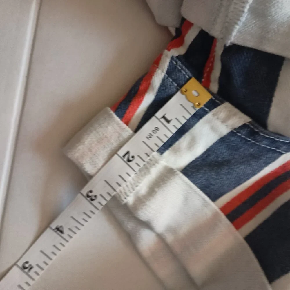 BDG Urban Outfitters Striped Mom Buttonup Denim Shorts Red White Blue Womens W32 - Picture 12 of 16